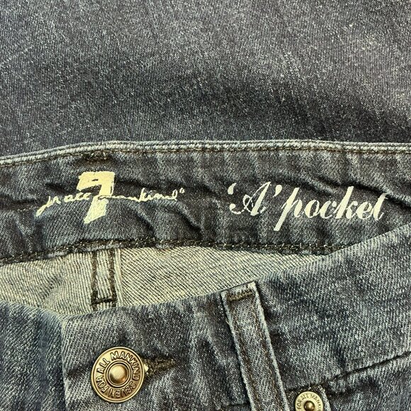 7 For All Mankind APocket Flare Dark Wash Jeans Womens Size 28 Denim Cotton Blen - Picture 10 of 12
